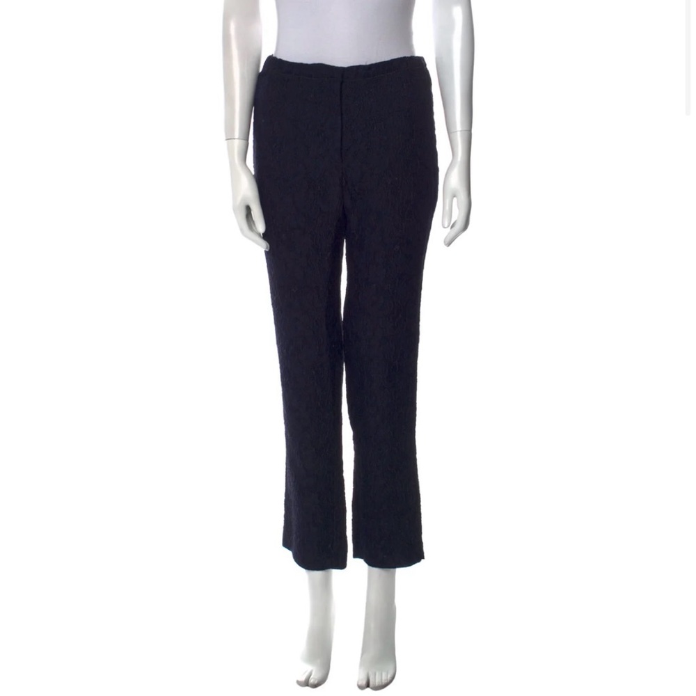Nina Ricci Midnight Blue Floral Lace Textured Slacks - Picture 6 of 8